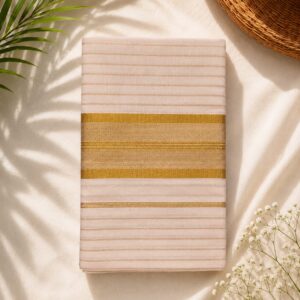 Premium Kerala Kasavu Cotton Saree with Traditional Golden Border | Elegant Ethnic Wear for Women