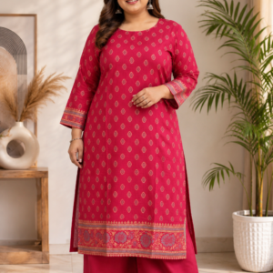 Women's Red Chanderi Silk Woven Co-Ord Set